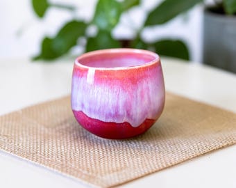 Tazza da caffè in ceramica fatta a mano – Tazza in ceramica artigianale tornita al tornio: Pink Avalanche