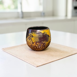 Handcrafted Carved Cappuccino Mug – Wheel Thrown Ceramic Coffee Mug - Artisan Pottery Cup : Pixie Dust