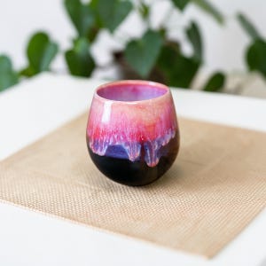 Handcrafted Ceramic Coffee Mug – Wheel Thrown Artisan Pottery Cup : Pink Magic