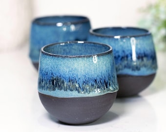 Tazza da caffè in ceramica realizzata a mano – Tazza artigianale in ceramica tornita al tornio: Night Shore