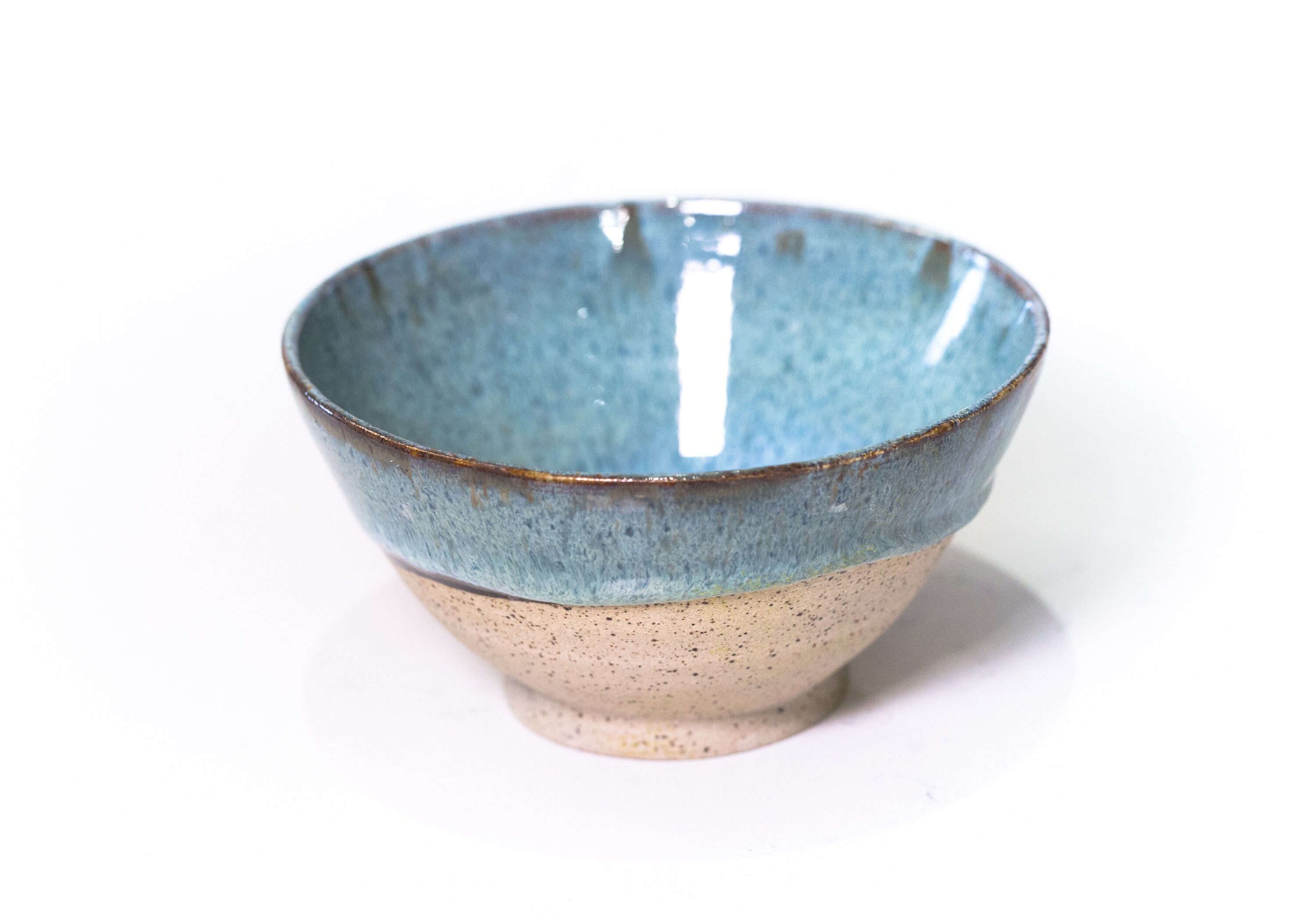 Small Ceramic Bowls with Grey and Blue Glaze (Pair) - Medewi Bay