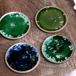 Set of 4 Snowflake Coasters - Handmade pottery ceramic coaster - Best handmade gift for her, him, friends