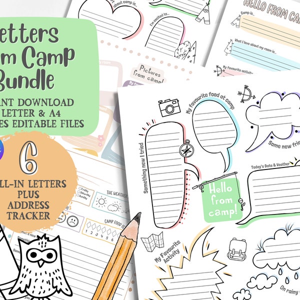 Printable Letter from Camp, Summer Camp, Fill in Camp Letter, Summer Camp Stationery, Letter from Camp to Share their Adventures with Others