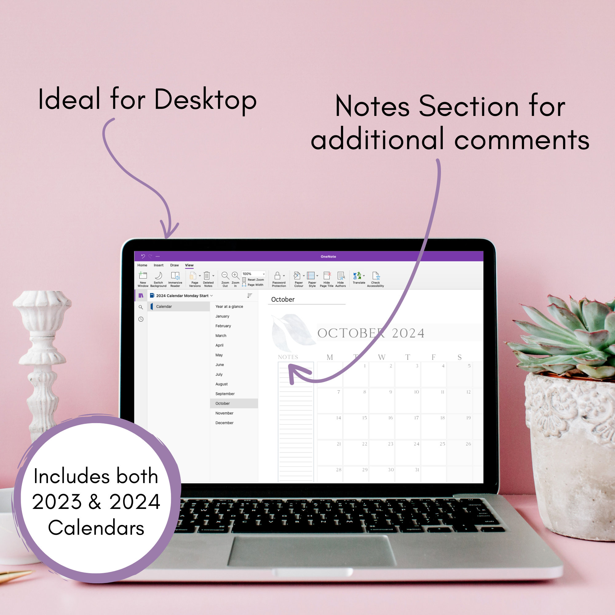 20232024 Onenote Calendar, Monday Start, Onenote Monthly Calendar for