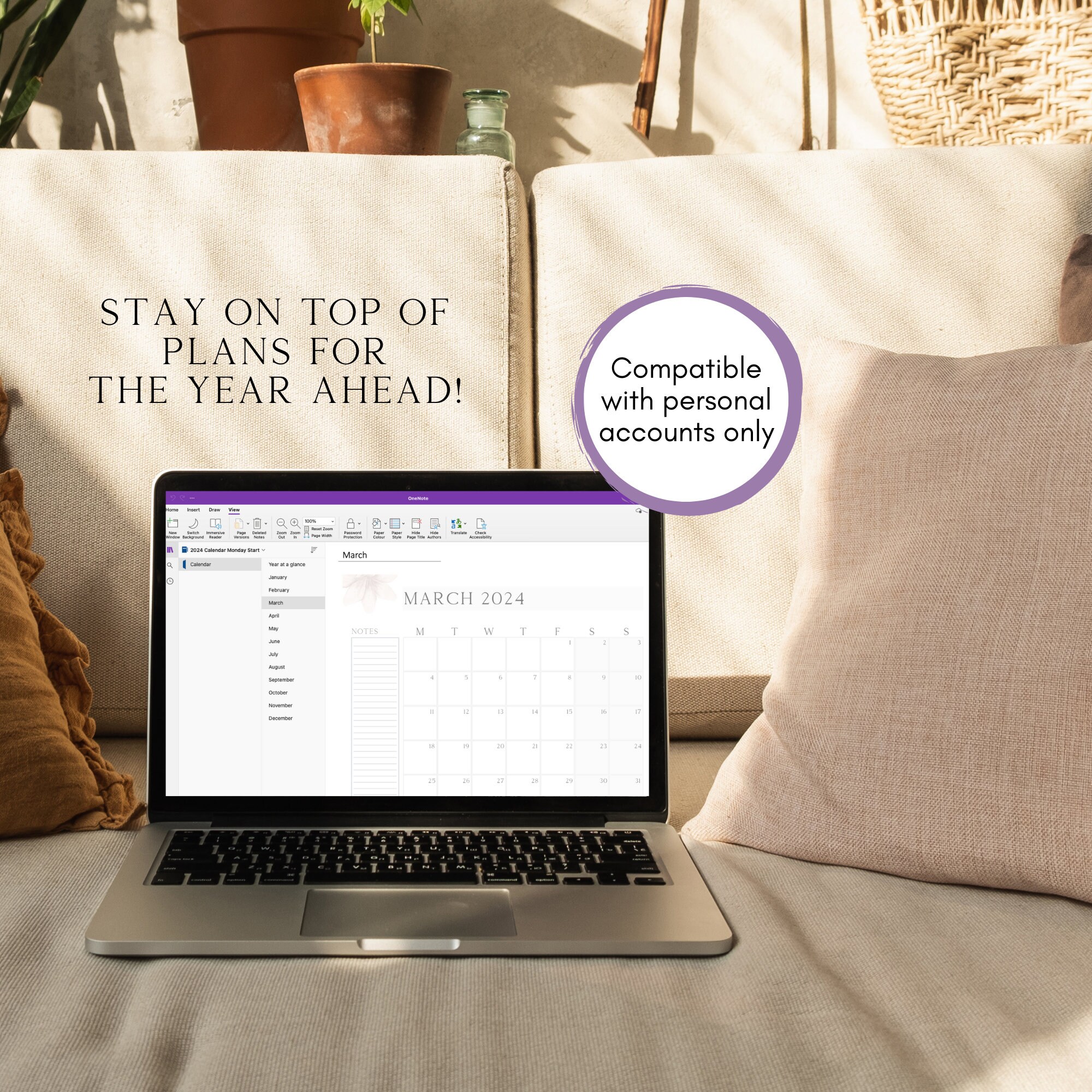 20232024 Onenote Calendar, Monday Start, Onenote Monthly Calendar for