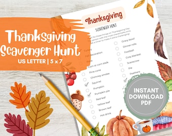 Printable Thanksgiving Scavenger Hunt, Friendsgiving Games, Holiday Games, A fun Thanksgiving scavenger hunt that everyone will love