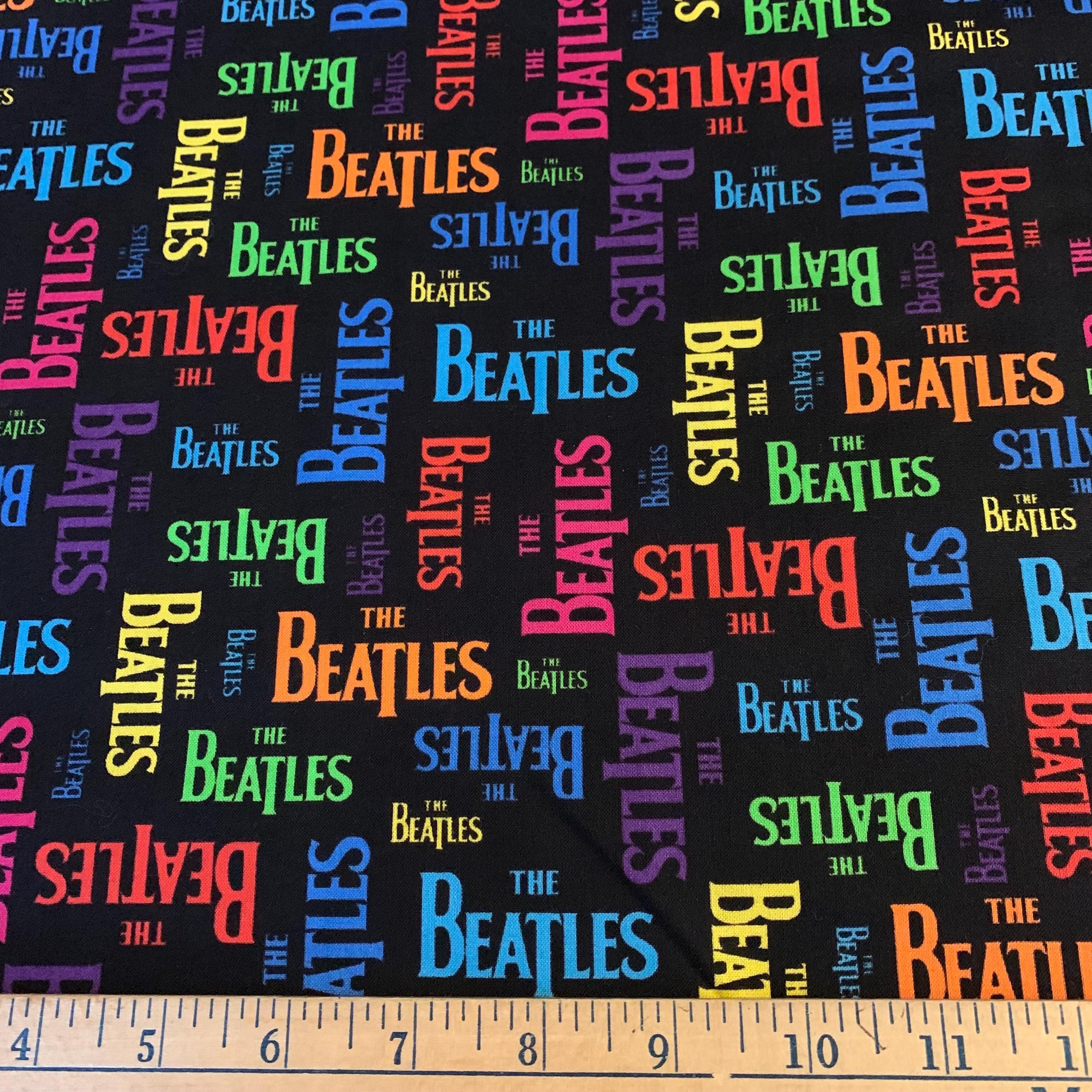 The Beatles Cotton Fabric 1 Yard Colorful Words OOP Out of Print