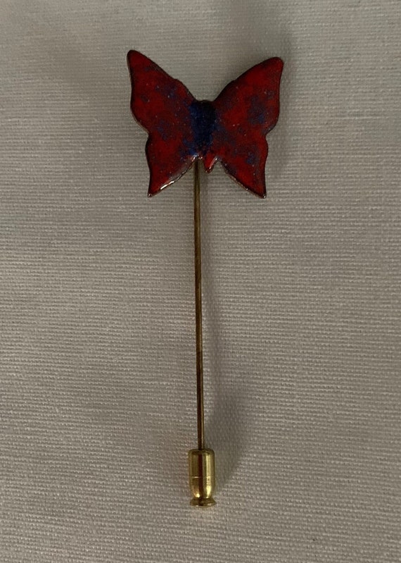 Red Blue Handcrafted Butterfly Stick Pin Enamel on