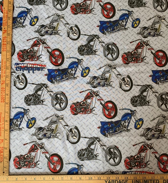 American Chopper Mikey's Bike Black Widow Jet Commanche Fabric BTY Cotton  Orange County Choppers Motorcycles 2004 Rare OOP HTF Unique Bikes
