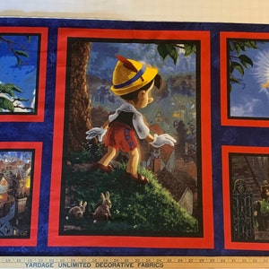Pinocchio Wishes Upon a Star Thomas Kinkade Panel TK-9011-9C
