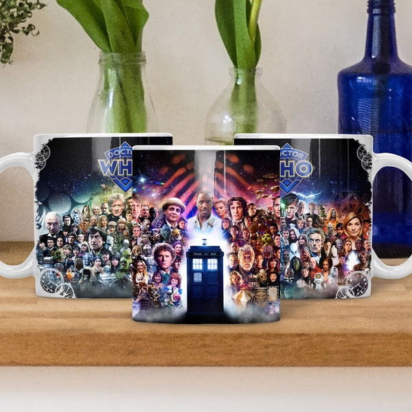 Doctor Who Mug / Gift. 60 Years of Doctors and Enemies and Companions and Daleks and Cybermen. And Ncuti Gatwa