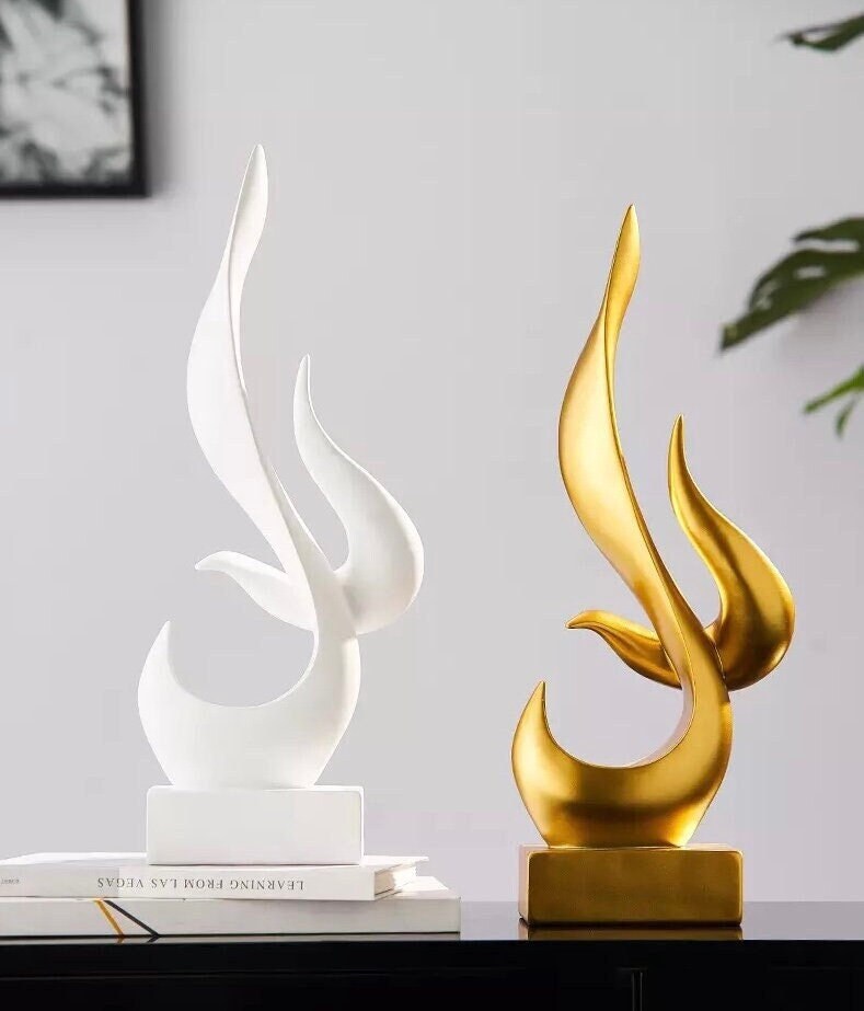 Ceramic Abstract Art Statue Creative Nordic Ornament Gold Etsy