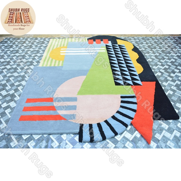 New Luxurious Geometric Hand Tufted Rug | Hand Made 5x8 Feet Wool Rug | Rug For Home & Office - Available In All Custom Sizes
