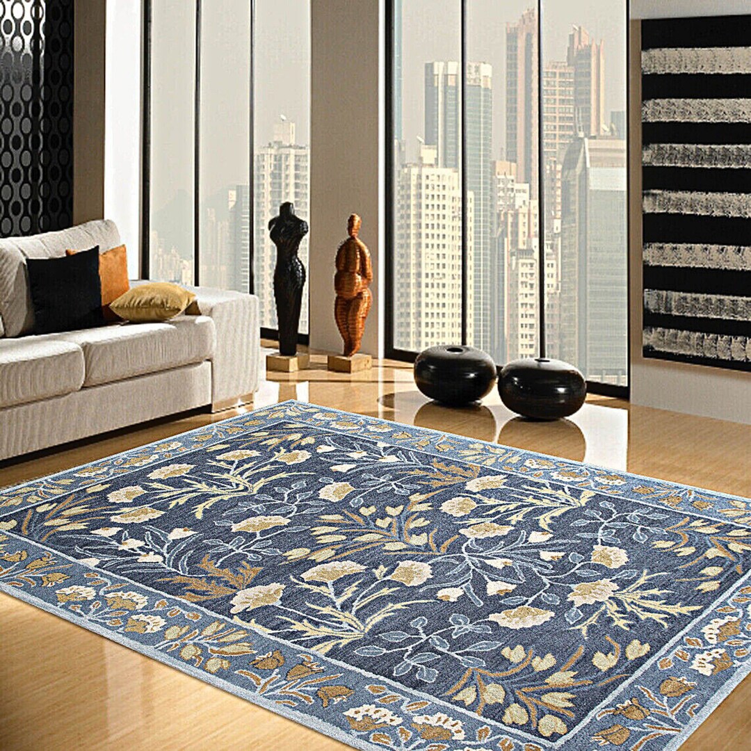 Buy Oushak Thick Retro Area Rug Persian Style Hand Tufted Indigo