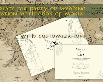 Herr der Ringe-Mottoparty oder Hochzeitseinladungsvorlage mit Moria-Tor – Personalisierung der Hochzeitseinladung zum Valentinstag