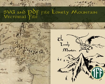 Lonely Mountain SVG-Datei Vektordatei für Hochzeitseinladungen, Partys und Geburtstage - SVG-Datei - PDF - Lotr - Herr der Ringe