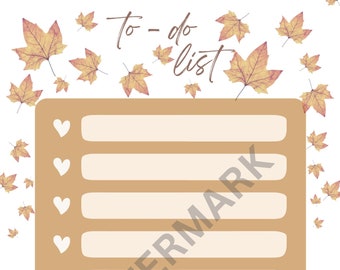 Autumn Fall Falling Leaves Digital Notes and To Do Download
