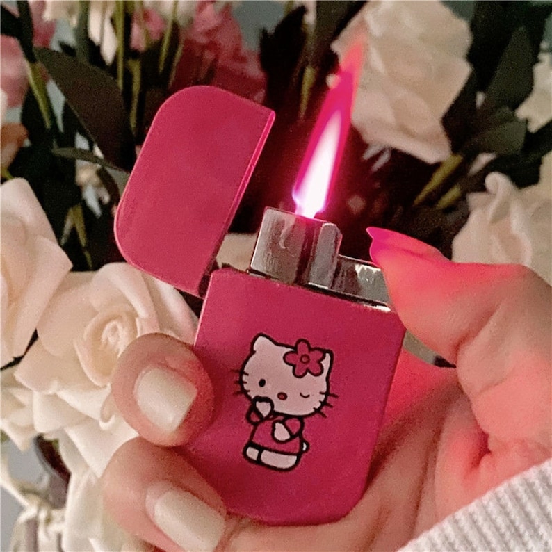 Hello Kitty Lighter Pink Refillable Kitty Pink Flame Lighter Etsy