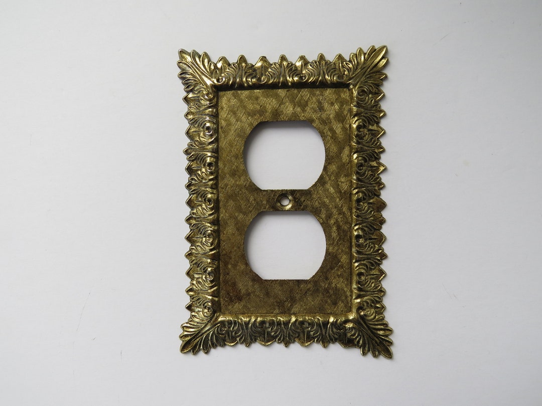 Vintage Electrical Outlet Cover Plate Gold Tone Metal Etsy