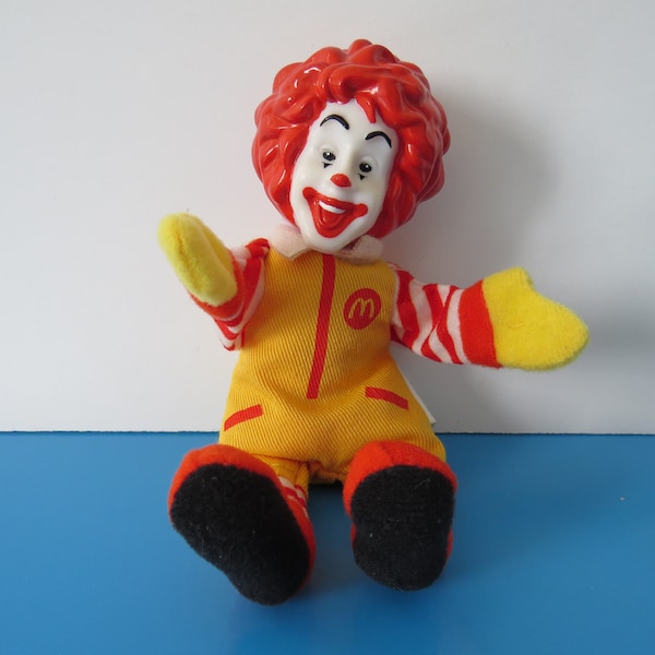 Vintage Ronald McDonald, McDonald's Happy Meal Toy, Finger Puppet, Stuffed Body, McDo