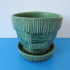 Vintage 1950s McCoy Green Flower Pot, McCoy Pottery, 5 in, MCM, Made in U.S.A. image 5