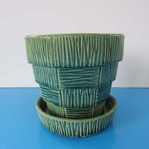 Vintage 1950s McCoy Green Flower Pot, McCoy Pottery, 5 in, MCM, Made in U.S.A. image 4