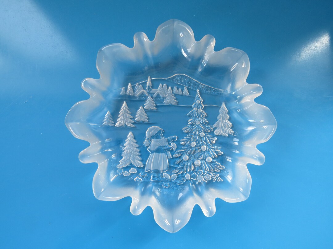 Vintage Mikasa Crystal Serving Dish Christmas Story, Crystal Serving Bowl, Clear and Frosted