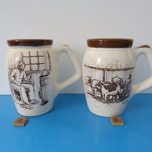 Vintage Beauceware Mug, GT 101, Hab Crocks Habitant Collection, Beauce Pottery, Claude Joly Artist, 1970s, Made in Canada, Sold Individually
