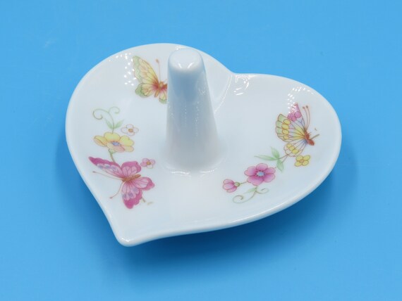Vintage Butterfly Heart Shaped Ring Holder Dish, … - image 4