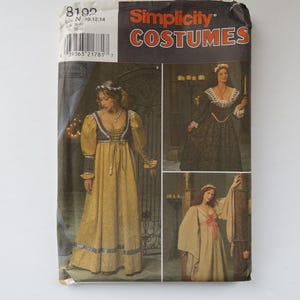 Simplicity 8192 Misses Costume Dress/Bodice/Veil Sewing Pattern, Size N 10 12 14, 1998, Instructions, Uncut