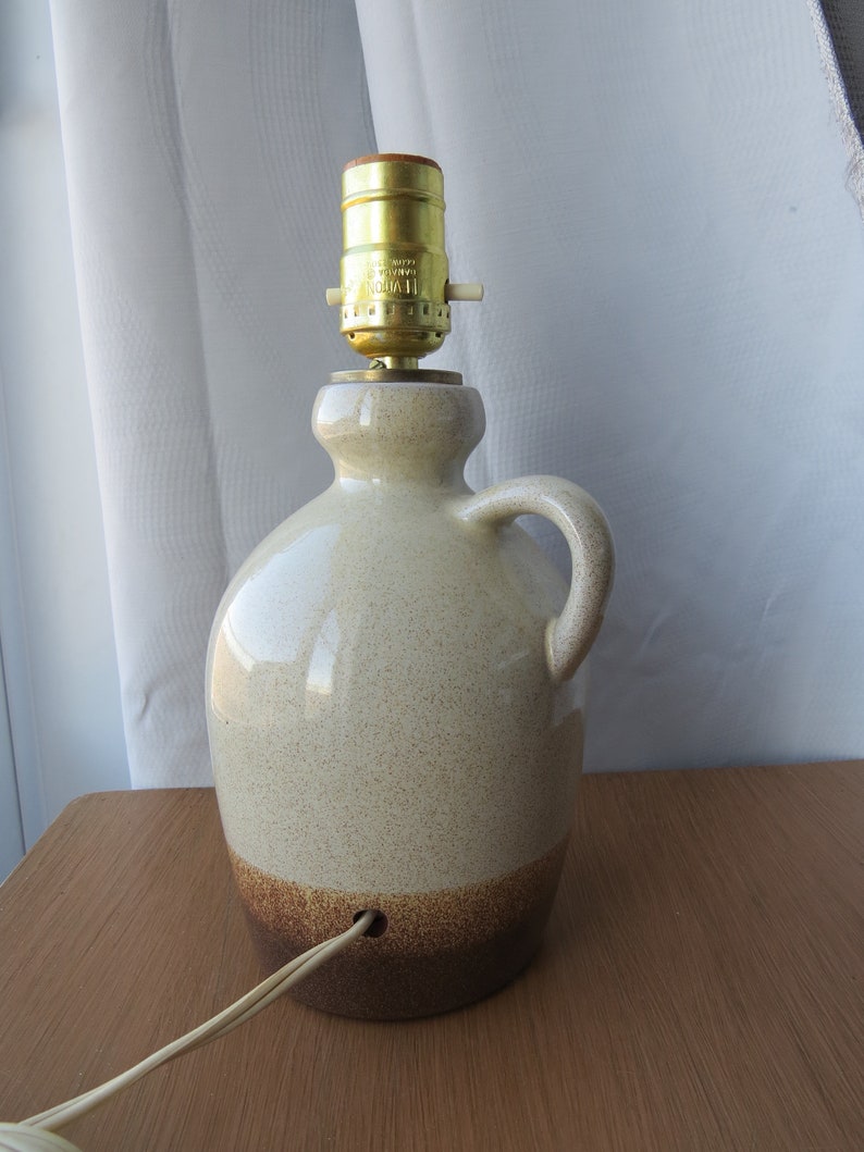 Vintage Pottery Jug Table Lamp, Home Carved, Jug Shaped Lamp Base