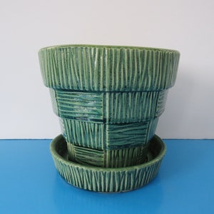 Vintage 1950s McCoy Green Flower Pot, McCoy Pottery, 5 in, MCM, Made in U.S.A. image 1