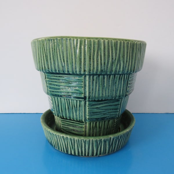 Vintage 1950s McCoy Green Flower Pot, McCoy Pottery, 5 in, MCM, Made in U.S.A.