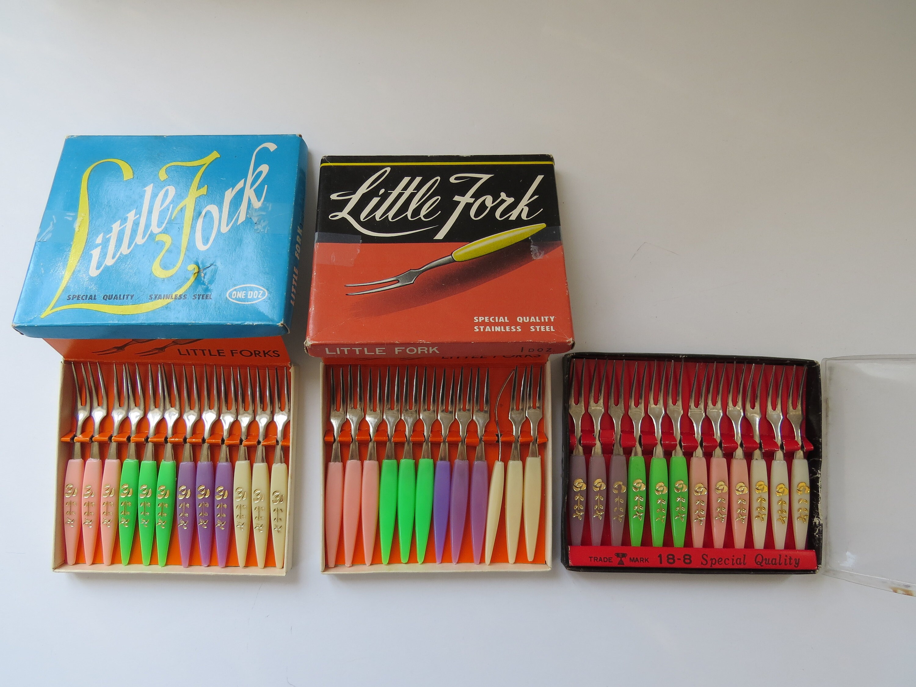 Vintage Little Fork Cocktail Picks Party Forks Pink Green Etsy