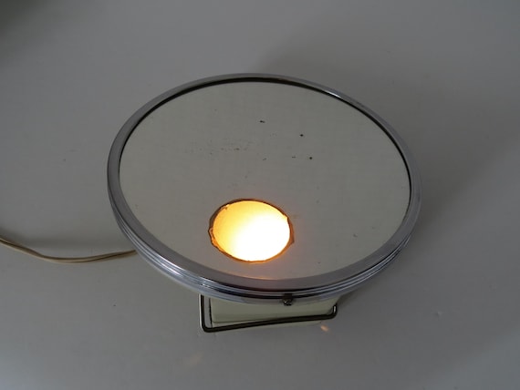 RARE Shaving Magnifying Mirror w Lighting, Beck Electric Mfg, Back Electric Shavor Socket, Top on table/Wall Hang, 1950s, Retro, Canada View 4