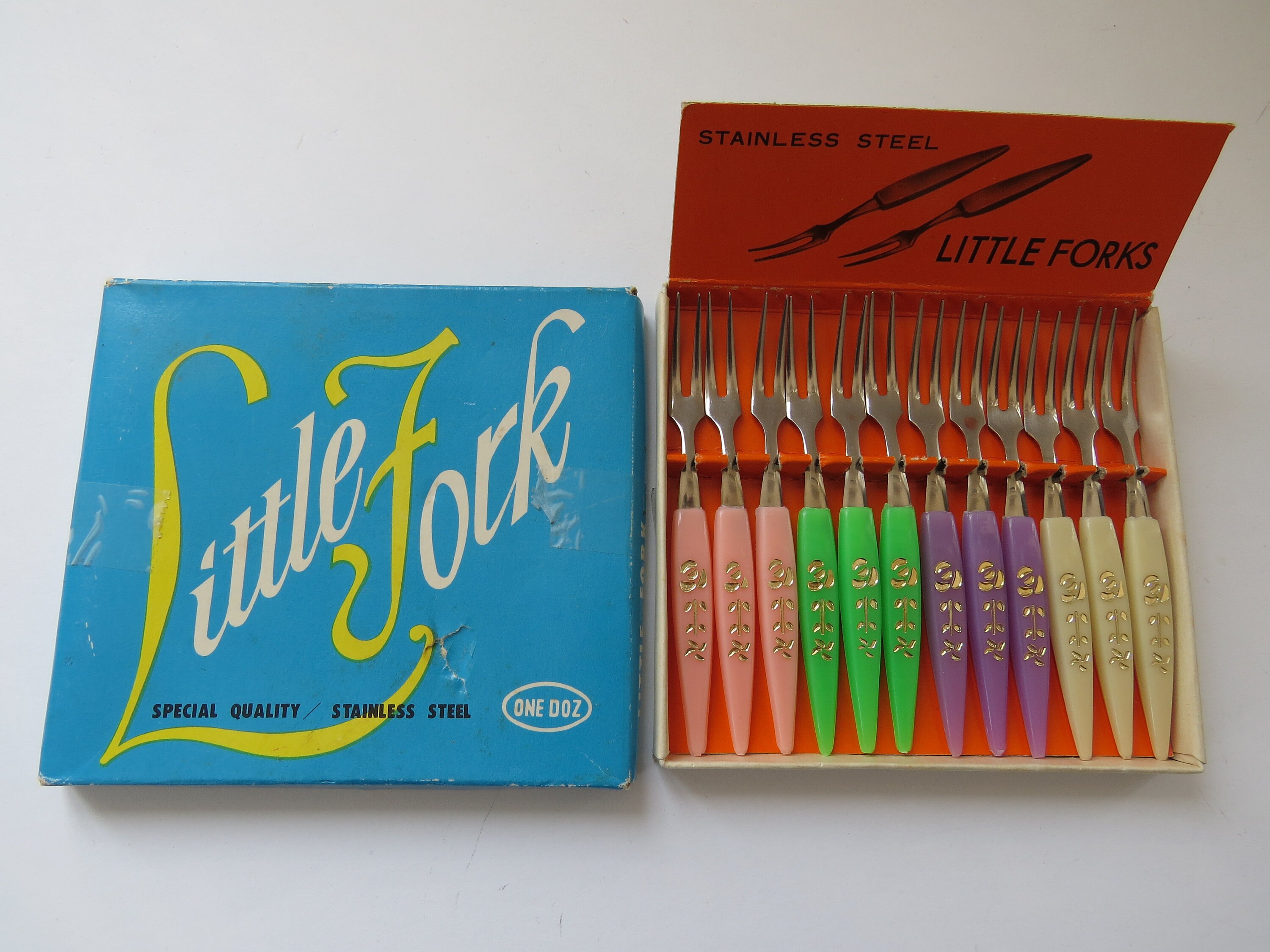 Vintage Little Fork Cocktail Picks Party Forks Pink Green Etsy