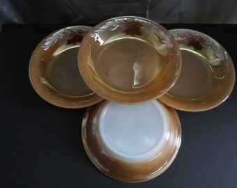 Vintage Fire King Peach Luster Luster Laurel Bowls, Salad or Soup Bowl, 7.5 inches, Made in USA, Set of 4