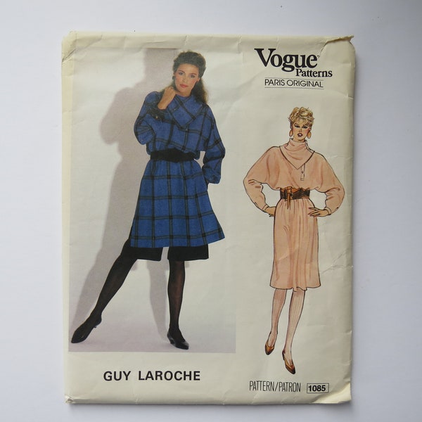 Vtg Vogue Paris Original 1085 Misses Dress Tunic and Shorts Pattern, Guy Laroche Designer, Size 14, 1980s, French Instructions ONLY, Uncut