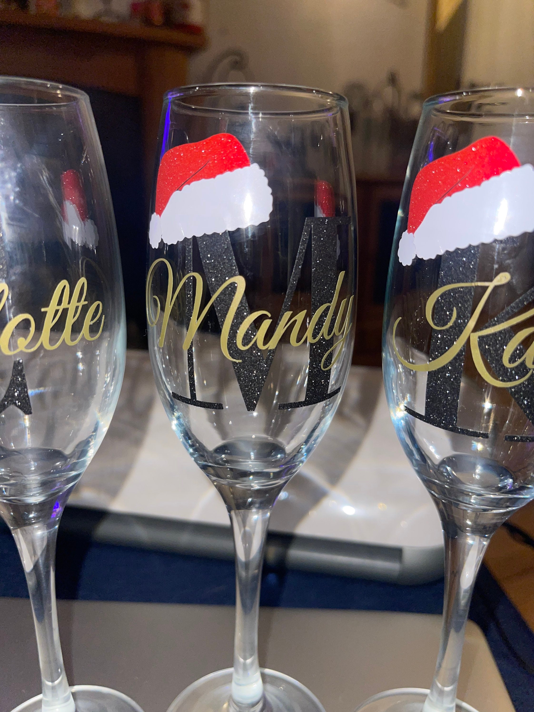 Personalised Christmas Champagne Flutes/pint Glasses Etsy UK