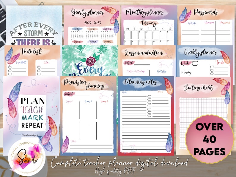 Teacher Printable Planner Printable Calendar Digital Download - Etsy