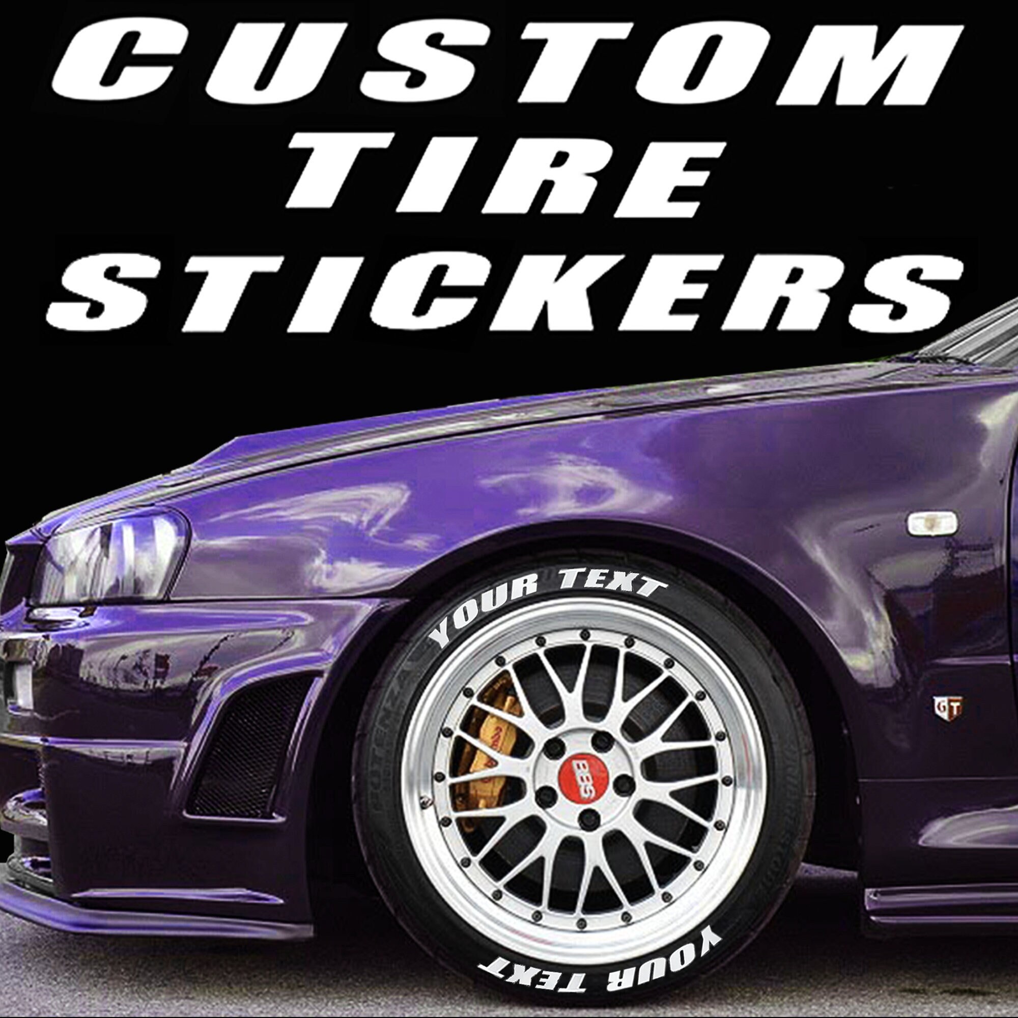 Custom Tire Stickers Personalized Wording Rubber Tire Etsy
