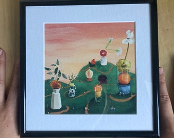 fruit loop; professionally framed print; 6"x6" art; whimsical wall art; landscape