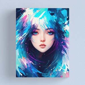 Abstract art of an anime girl, closeup view into the viewer