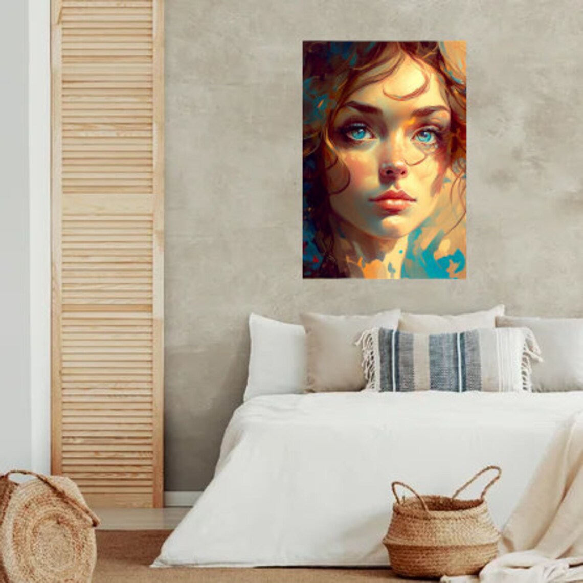 Blue Eyes, Abstract Art Portrait, Digital Download Etsy