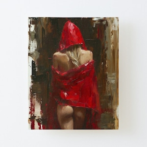 semi-nude figure painting of a woman in red hood - Mature (NSFW)