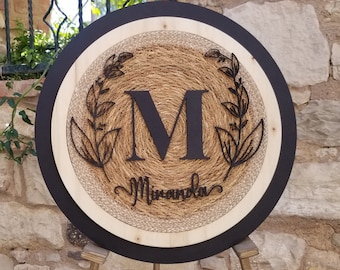Personalized Wicker Wedding Sign: Custom Wooden Name Monogram
