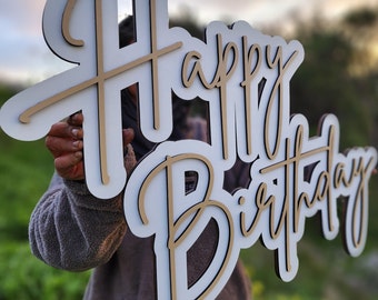 Personalized 3D Party Sign: Custom Wood & Acrylic Celebration Decor