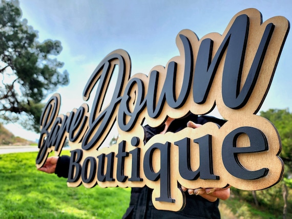 Custom Wooden Business Sign, 3D Laser Cut Company Logo Sign, Personalized Office Wall Signage