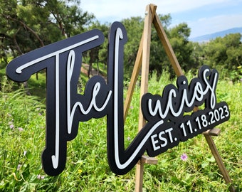 Custom Wood Wedding Sign: Rustic Family Name, Personalized Home Decor
