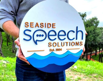 Logotipo da empresa arredondado em 3D, placa comercial de design personalizado, placa de recepção, placa de loja de beleza, placa personalizada, logotipo 3D, empresa, placa de porta.